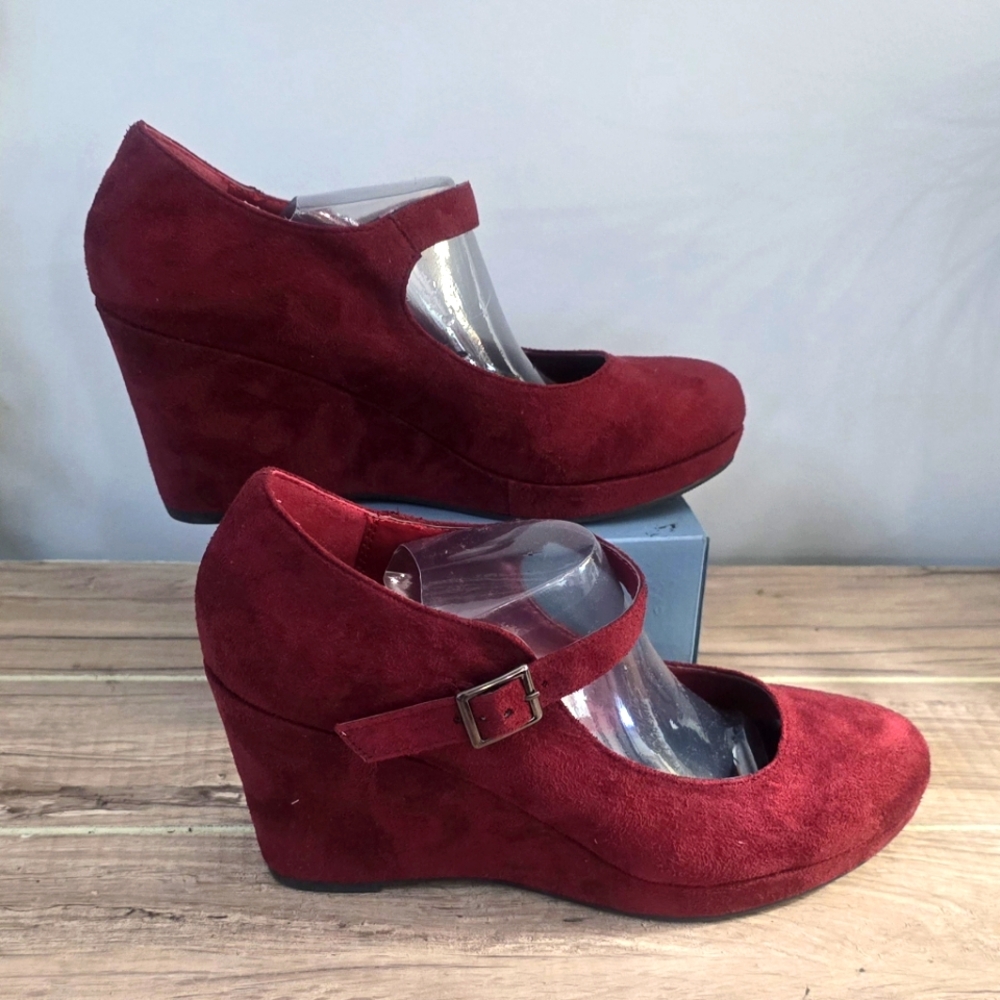 786 Fashion Round Toe Strap Low Platform Wedge Heel Women's Shoes